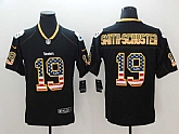 Nike Steelers 19 JuJu Smith Schuster Black USA Flag Color Rush Limited Jersey,baseball caps,new era cap wholesale,wholesale hats